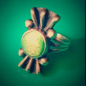 Navajo Turquoise Green Native American Sterling silver Ring